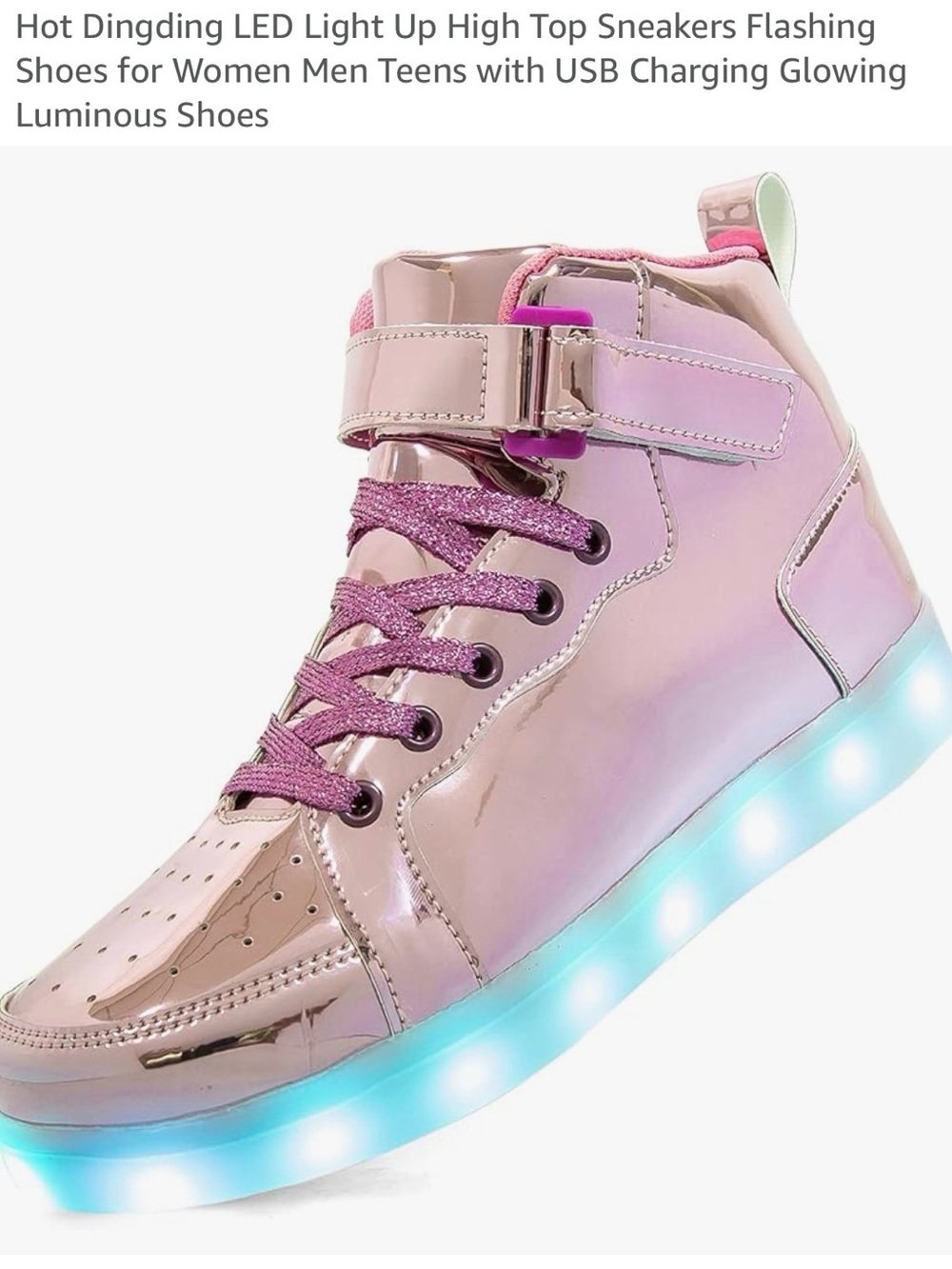 Iridescent Pink High-Top LED Light Up Sneakers